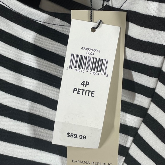 NEW Banana Republic Dress Womens 4 petite black white stripe pencil preppy - Picture 5 of 10